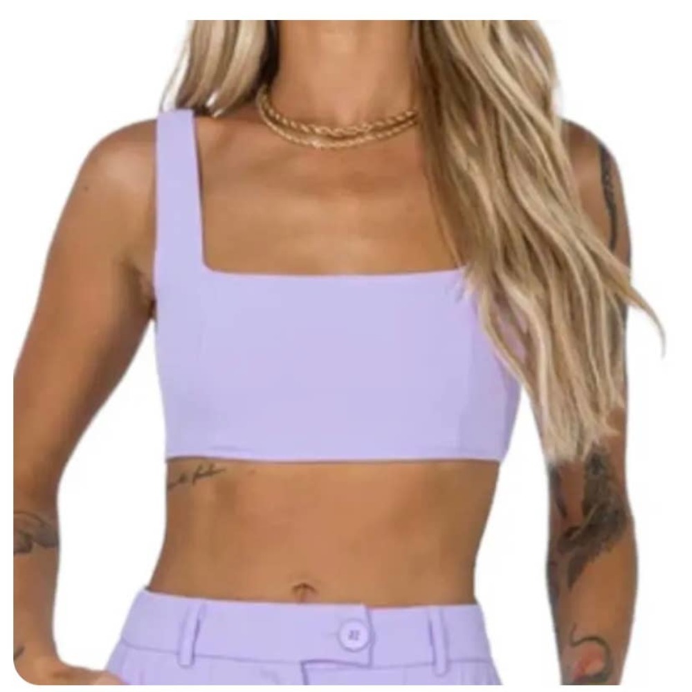 EUC Princess Polly Huxley Lilac Crop Top sz: 10